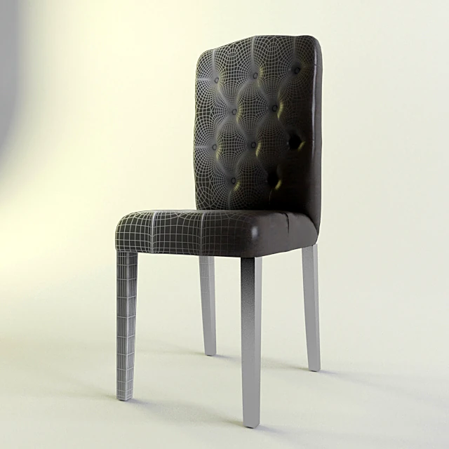 Tufted Leather Chair with Wooden Legs (2)
