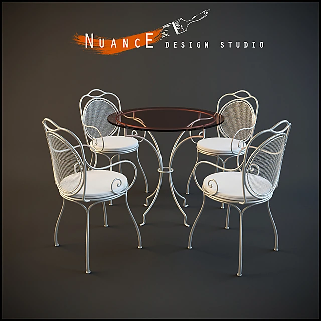 Classic Metal and Glass Table and Chair Set
