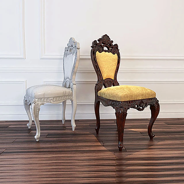 Classic Chair with Carved Wood Frame
