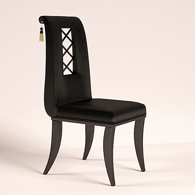 Classic Leather Chair with Ornate Back