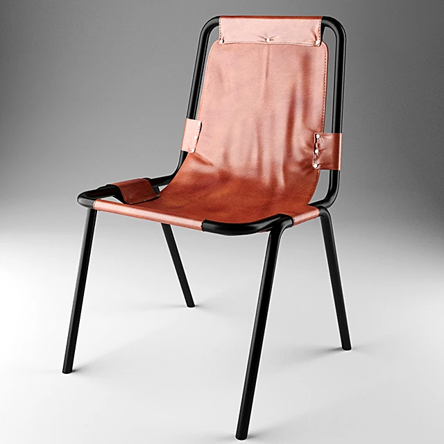 Leather Chair with Black Metal Frame