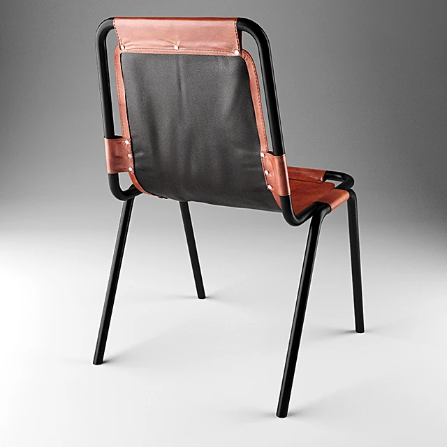 Leather Chair with Black Metal Frame (2)