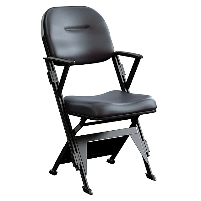 Folding Chair with Black Leather and Metal