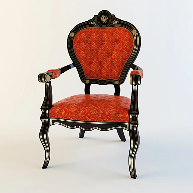Classic Armchair with Ornate Wood Frame