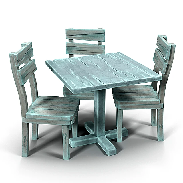 Rustic Wooden Table with Chairs (2)