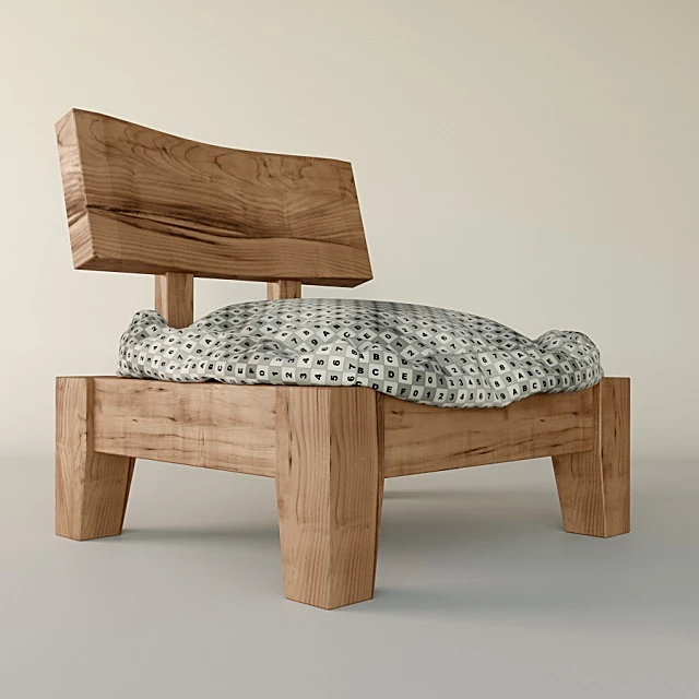 Japandi Wooden Chair with Fabric Cushion