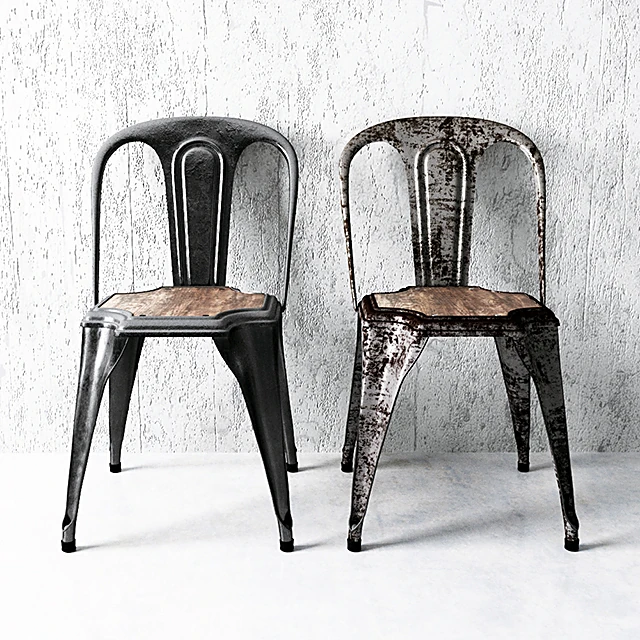 Industrial Metal Chair with Wood Seat