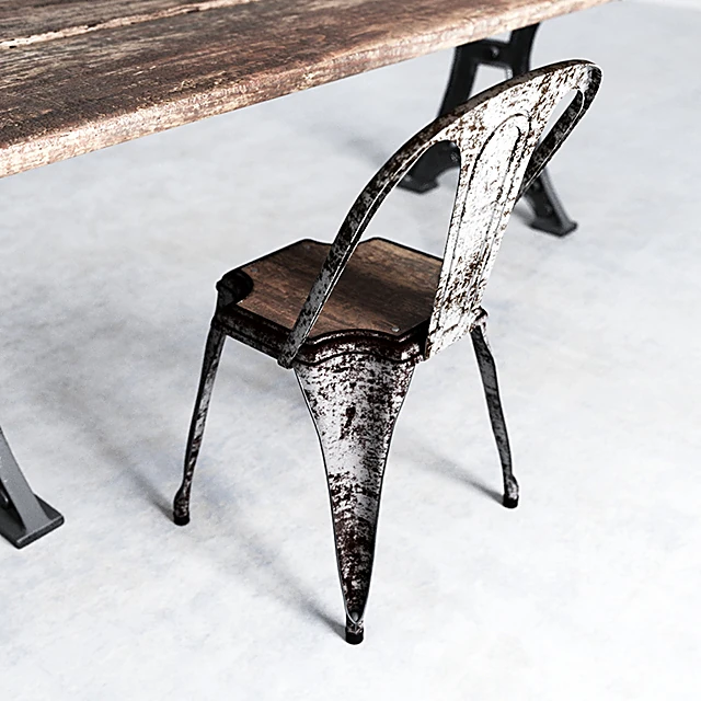 Industrial Metal Chair with Wood Seat (2)