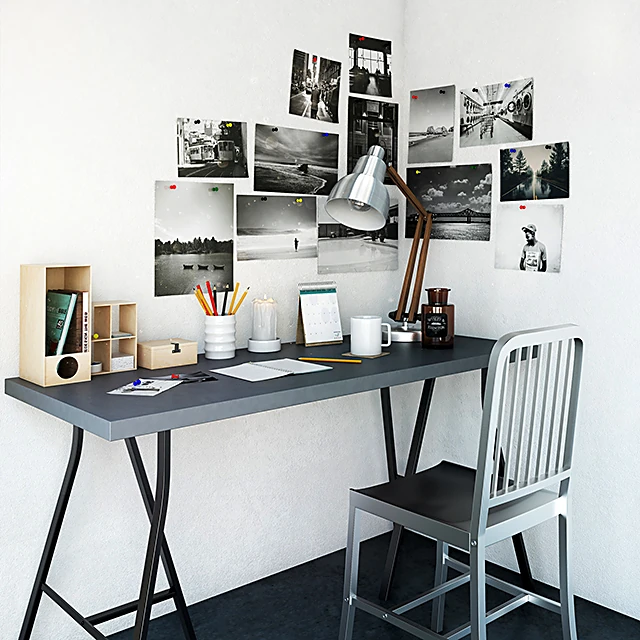 Modern Office Table Set with Metal Chair