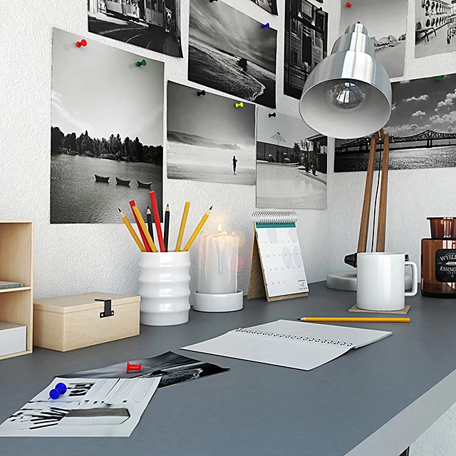 Modern Office Table Set with Metal Chair (3)