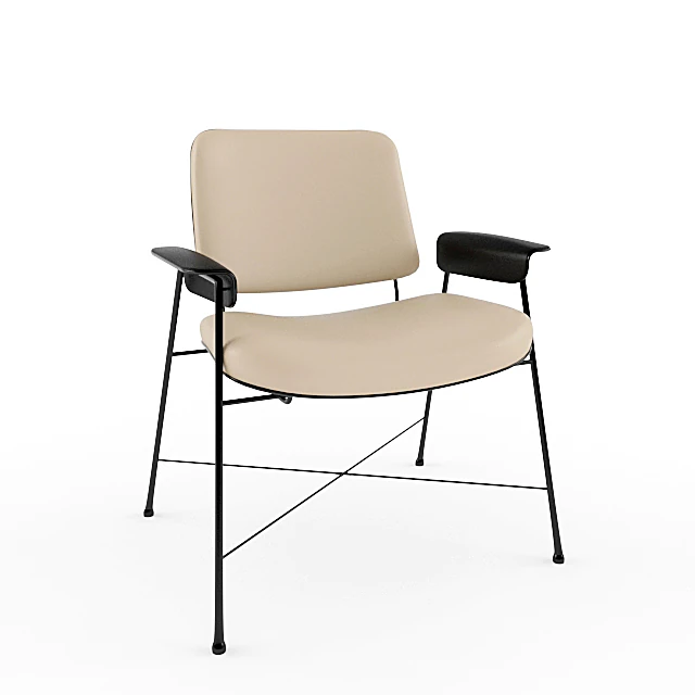 Bauhaus Style Office Chair with Beige Upholstery