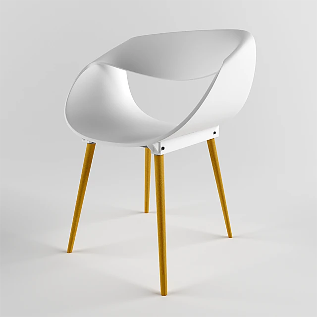 Modern Sculptural Chair with Plastic and Wood
