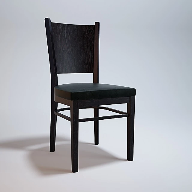 Wooden Chair with Dark Wood and Upholstered Seat