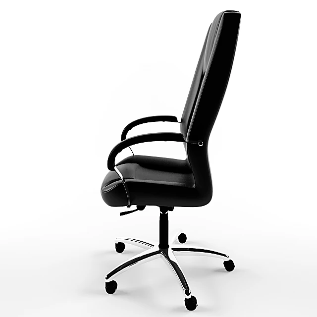 Office Armchair with Black Leather and Metal (2)