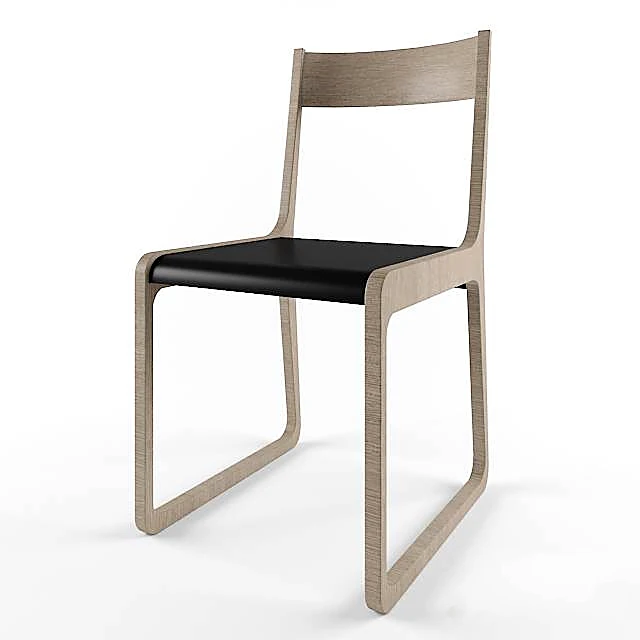 Modern Wooden Chair with Leather Seat