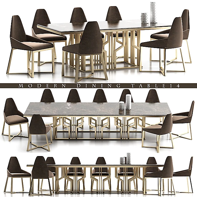 Dining Table with Chairs with Modern Geometric Metal Base