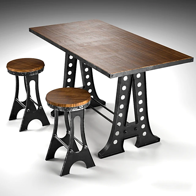 Industrial Dining Table with Metal Frame