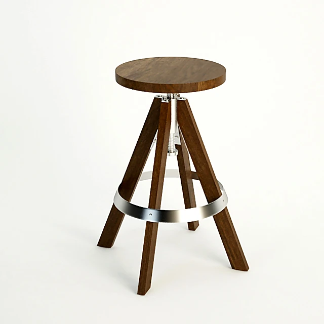 Bar Stool with Adjustable Wooden Tripod