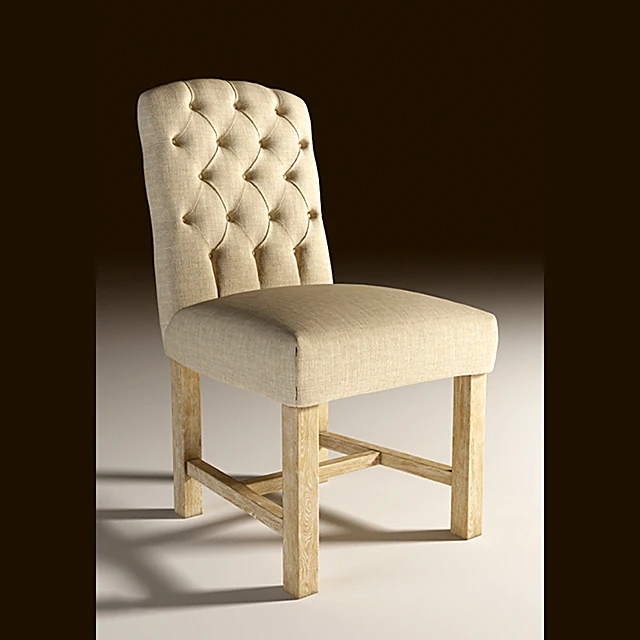 Dining Chair with Tufted Upholstery and Wooden Legs