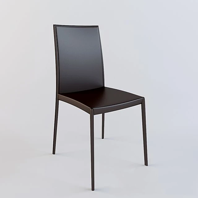 Modern Dark Leather Dining Chair