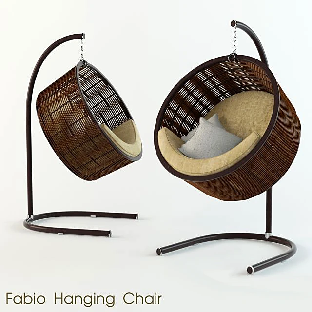 Hanging Chair with Woven Rattan Basket