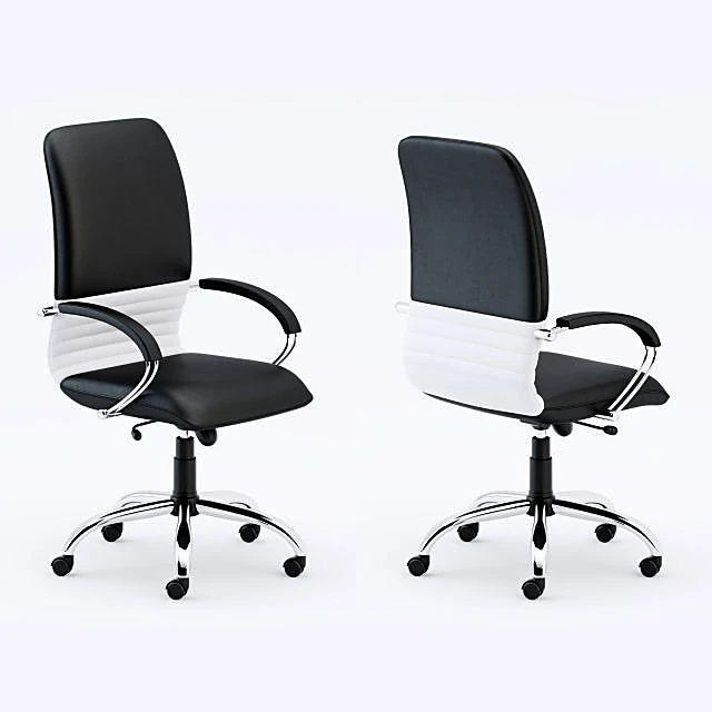 Office Chair with Black Leather and Chrome