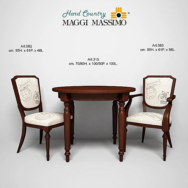Dining Table and Chairs Art.315 and Art.383 by Maggi Massimo