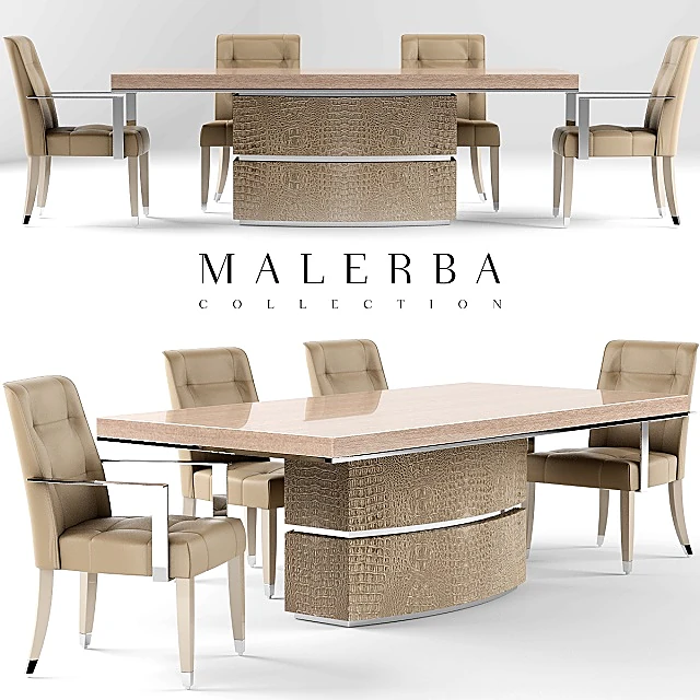 Dining Table and Chairs Set Malerba by Malerba