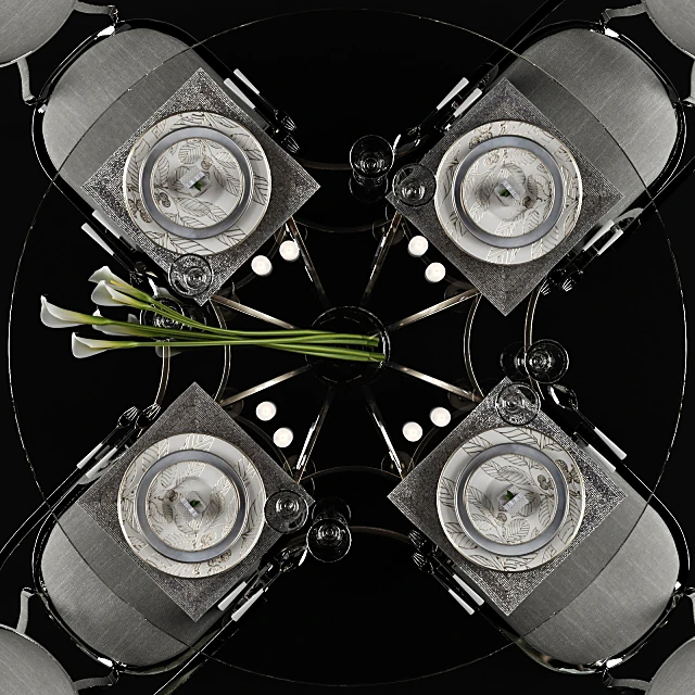 Round Dining Table with Polished Metal Base (3)