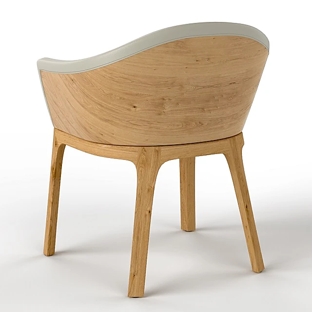 Modern Molded Armchair with Wood Base (2)