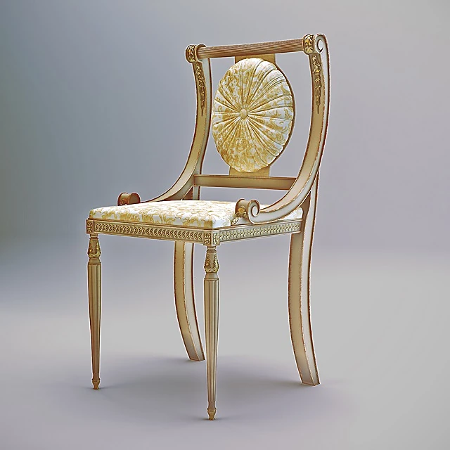 Classic Chair with Gilded Wood and Tufted Back
