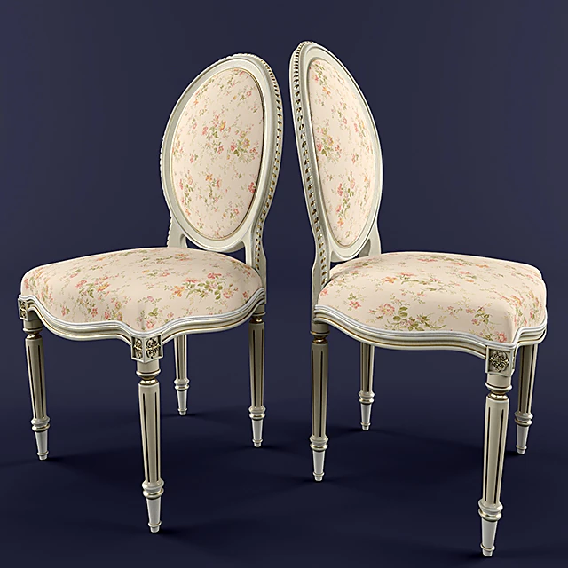 Classic Dining Chair with Floral Fabric