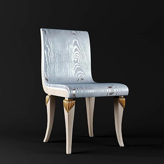 Classic Chair with Gold Accents and Wood Grain