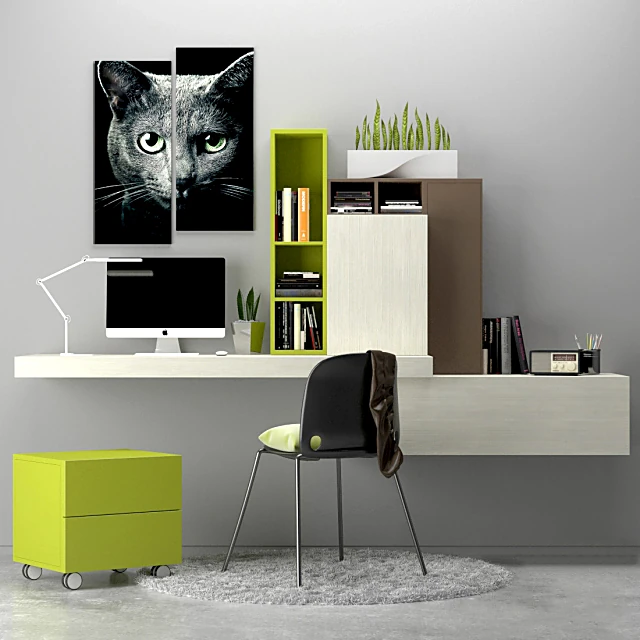 Modern Wall-Mounted Secretaire with Integrated Storage
