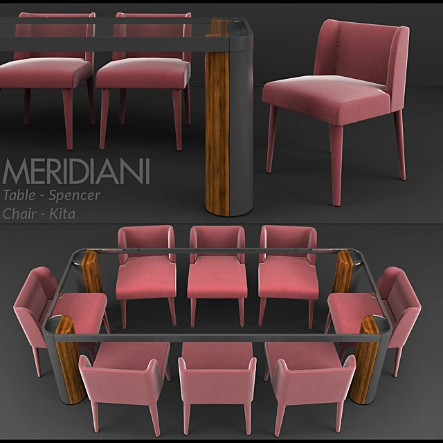 Dining Table and Chairs Set Spencer and Kita by MERIDIANI
