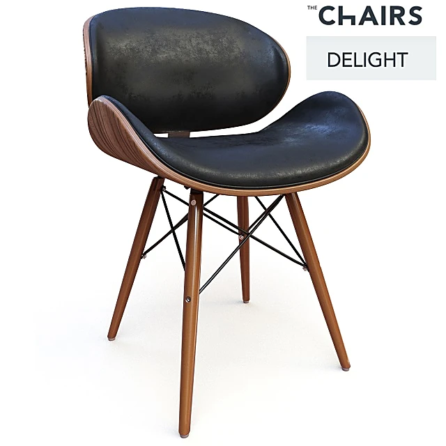 Chair with Curved Plywood and Leather