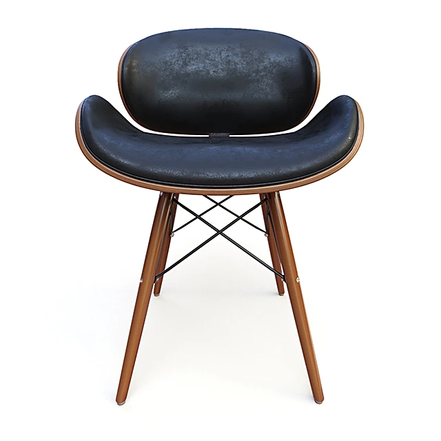 Chair with Curved Plywood and Leather (2)