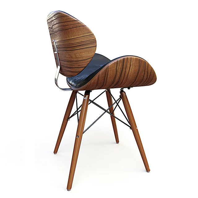 Chair with Curved Plywood and Leather (3)