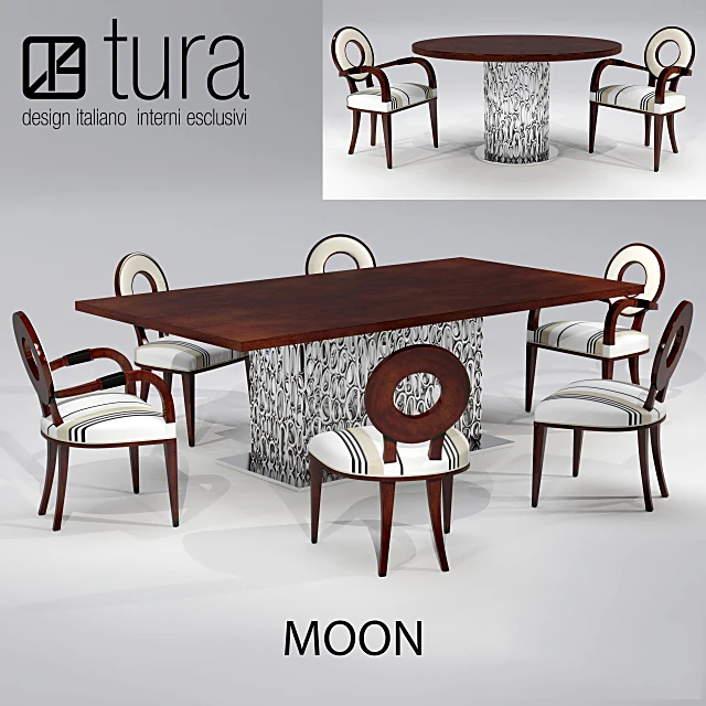 Dining Table and Chairs Set Moon by Tura