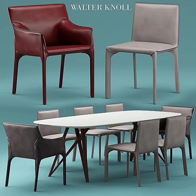 Modern Leather Dining Set by Walter Knoll