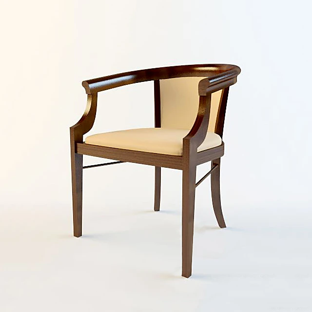 Classic Wooden Armchair with Upholstered Seat