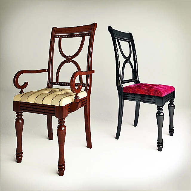 Classic Soft Chair Set with Carved Wood Frame
