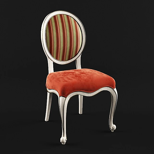 Classic Dining Chair with Striped Back and Red Fabric
