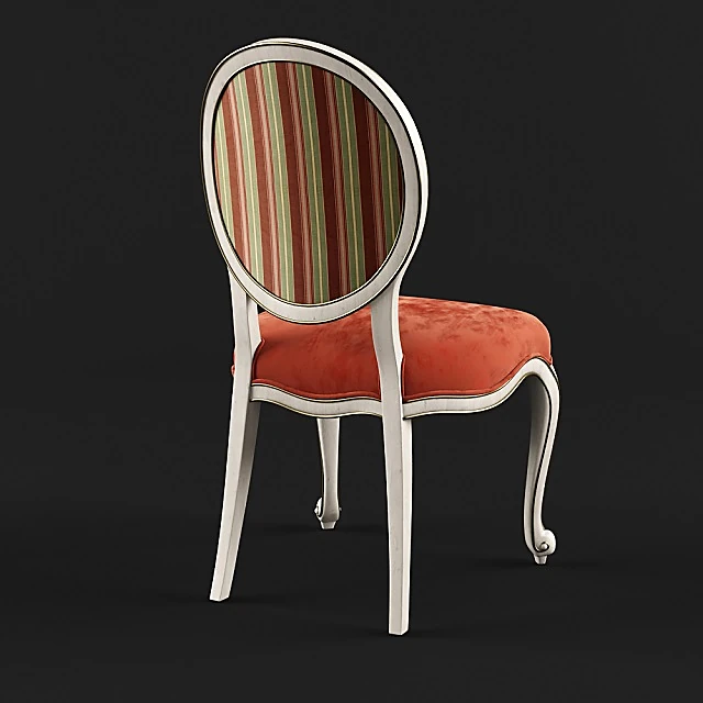 Classic Dining Chair with Striped Back and Red Fabric (2)