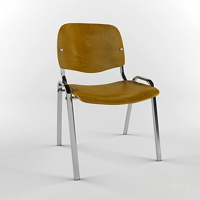 Office Chair with Wooden Seat and Metal Frame