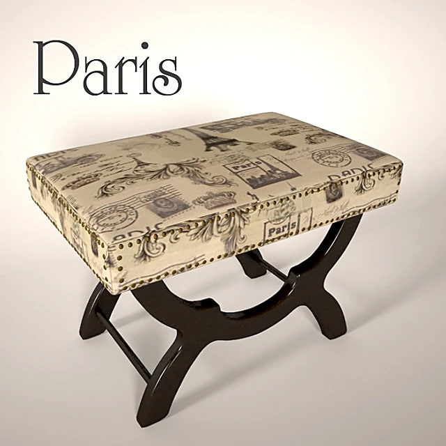 Stool with Parisian Fabric and X-Base