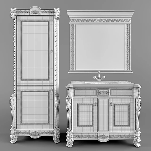 Classic Bathroom Furniture Set Gold Accents (3)