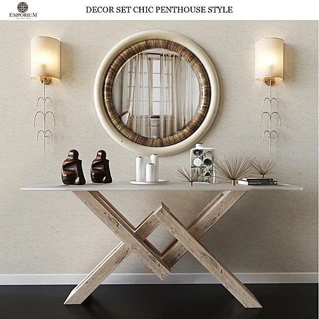 Modern Decor Set with Console Table and Mirror