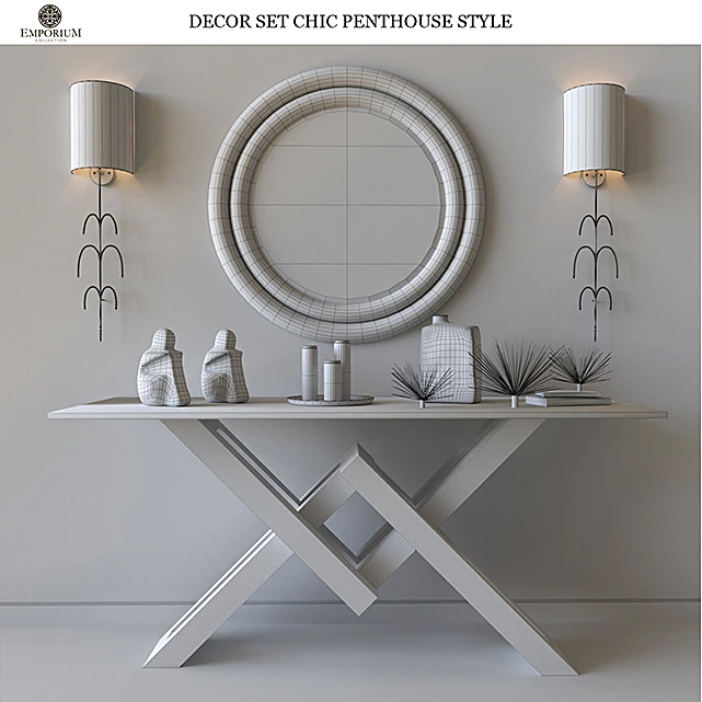 Modern Decor Set with Console Table and Mirror (4)