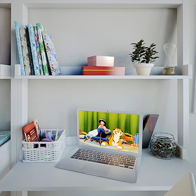 White Ladder Study Desk with Shelving (3)